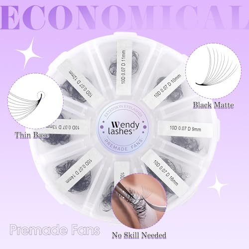 Premade Fans Eyelash Extension 10D D Curl 0.03mm 500 Fans 9-16mm Mixed Pre Made Fans Thin Base Russian Lash Extensions Pro Made Loose Lash Fans(500-10D-0.03-D-916) - Image 3