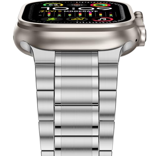 Bracelet Apple Watch 49mm 46mm 45mm Anlinser cinq maillons acier inoxydable de rechange argent