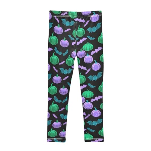 Girls' Athletic Leggings Ankle Length Yoga Dance Pants Kids Teen 4T Fluorescent Pumpkin Bat2