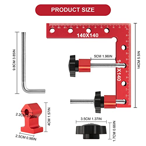 Tpaitlss Aluminum Alloy 90 Degree Positioning Square 5.5" Right Angle Clamp 140X140Mm L Ruler Woodworking Carpenter Tools #TOP6