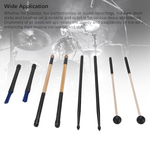 Baquetas ligeras para batería, juego de 4 piezas, madera de arce y nylon, ideal para música jazz y folk miniatura 6