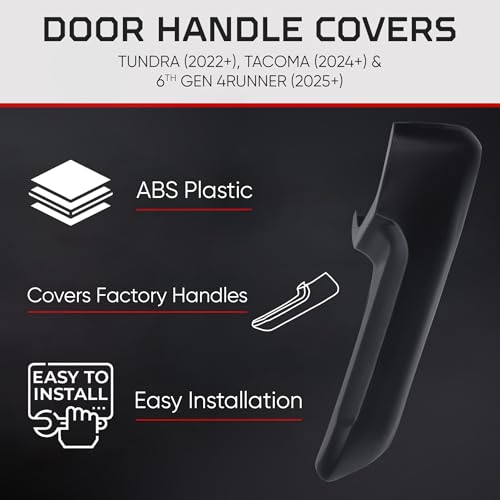 Image of AJT DESIGN Door Handle Covers Compatible with Toyota Tundra (2022+), Tacoma (2024+) & 4Runner (2025+) | Interior Accessories | High Strength ABS Plastic | Made in USA | 4 Piece Set - Black