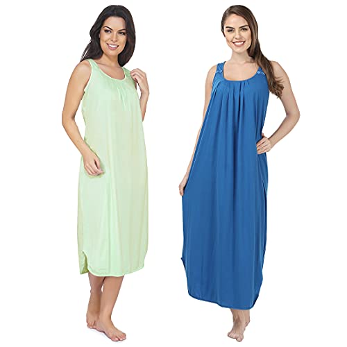 Image of BLAZON Women's Cotton Hosiery Solid Maxi Nighty Slip (Pack of 2) Available Sizes: S, M, L, XL, 2XL, 3XL, 4XL, 5XL