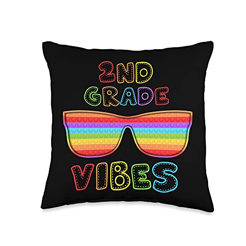 Cool Pop It Tees by NewNow Co. Back to School 2nd Grade Vibes Sunglasses Pop It Fidget Kids Throw Pillow, 16x16, Multicolor