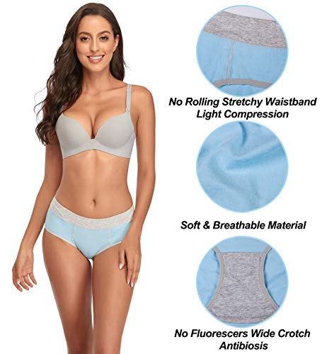 Dorcastimo Cotton Hipster Panties For Women Cheeky Mid Rise Underwear Full Coverage Briefs Regular & Plus Size(Large, Light Blue/Green/Pink/Orange/Black) #TOP2