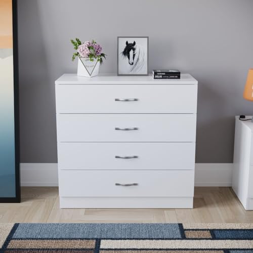 Vida Designs White Chest of Drawers, 4 Drawer With Metal Handles & Runners, Unique Anti-Bowing Drawer Support, Riano Bedroom Furniture - Image 4