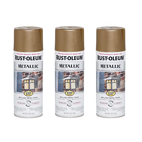 Image of Rust-Oleum 7274830-3PK Stops Rust Metallic Spray Paint, 11 oz, Antique Brass, 3 Pack