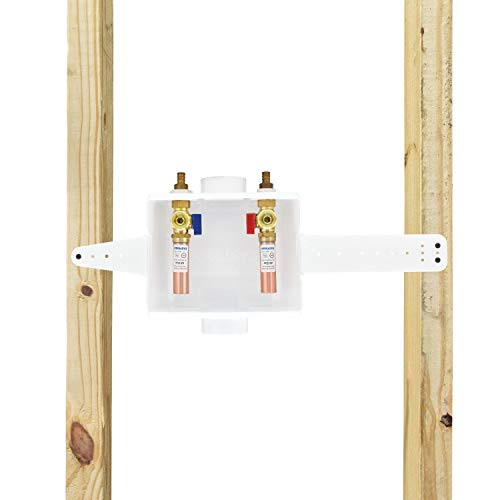 Image of Eastman 1 /2 Inch Crimp PEX Connection, White Center Drain Washing Machine Outlet Box with Hammer Arrestors, 60247