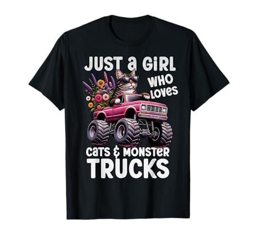 Solo una chica a la que le encantan los gatos y los camiones monstruo Camiseta