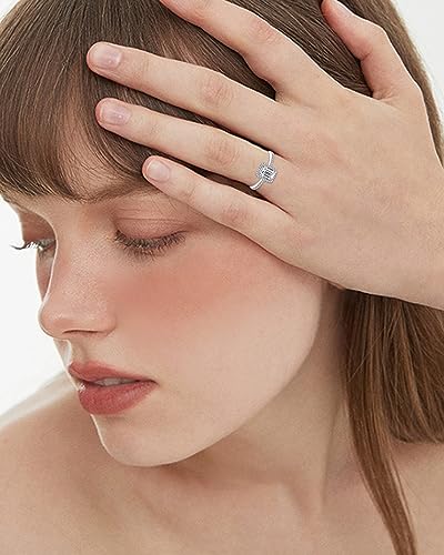 1-3ct Center Emerald Shaped Moissanite Engagement Rings 925 Sterling Silver 10K 14K 18K Solid Gold Wedding Anniversary Promise Bridal Ring with Engraving2