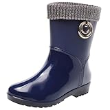 apook Women's Mid-Calf Slip-On Rain Boots with...