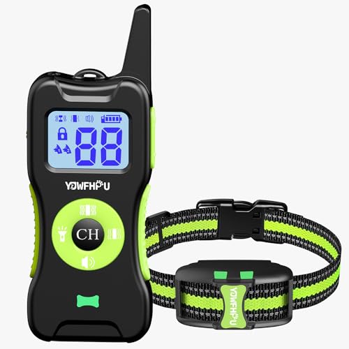 Collier de Dressage pour Chiens, Collier de Dressage pour Petits, Moyens et Grands Chiens Rechargeable, 3 Mode de Formation, Télécommande 500M, Colliers de Dressage pour Chien, Vert