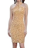 🌹 Elegant und auffallend, Glitzerkleid wird Ihre besten Eigenschaften in dieser Partynacht zeigen. Modisches Pailettenkleider für damen würde im Club willkommen sein.