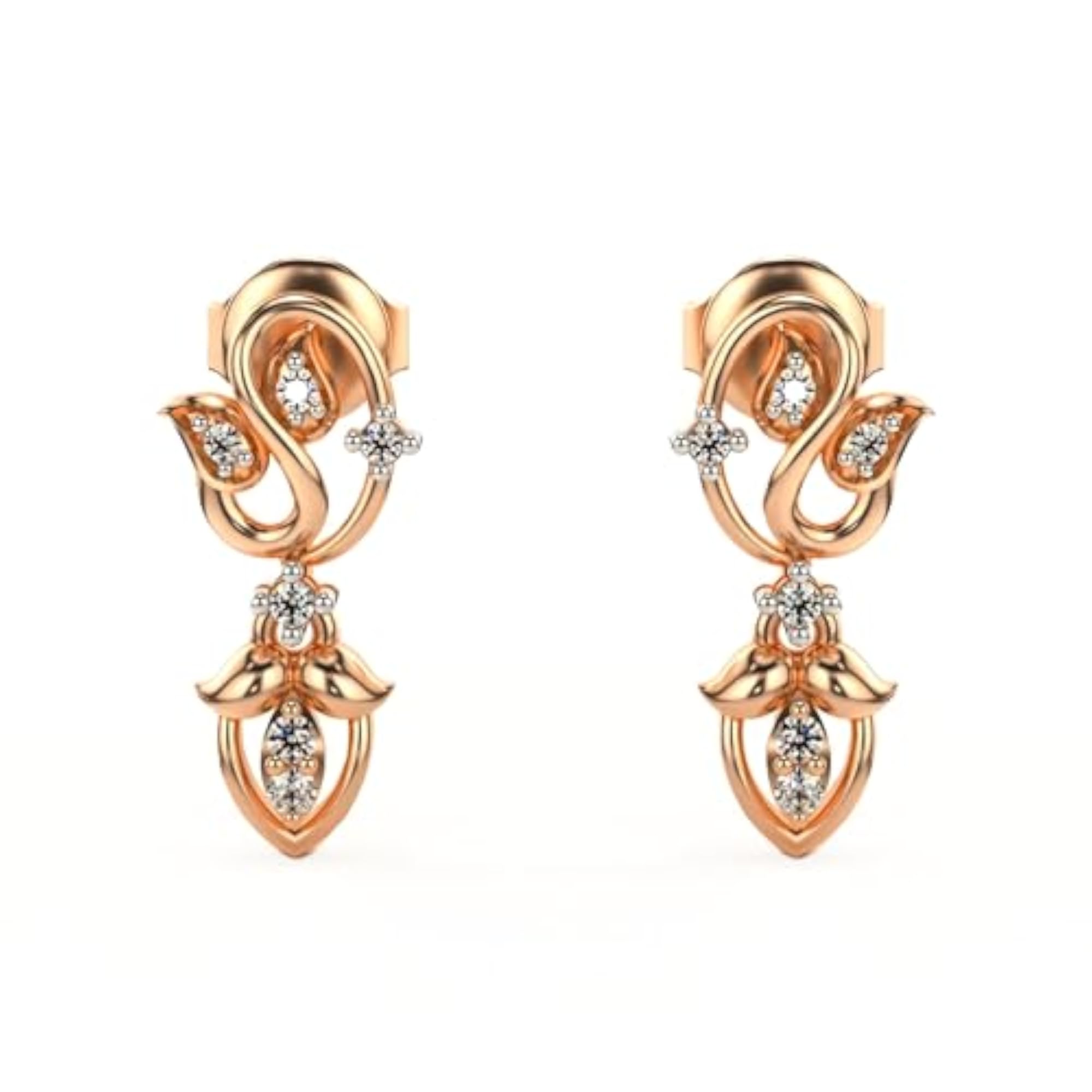 Women's Stylish Sterling Silver & Lab Grown Diamond Earrings, 0.11cts