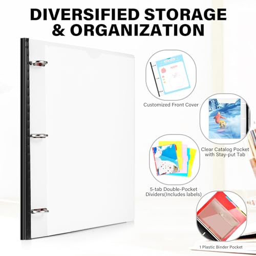WOT I Organizador de projetos telescópico, 2 peças, fichário recarregável com divisórias e bolsos, 1