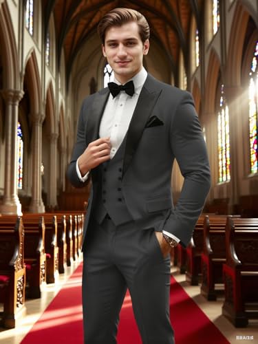 Tuxedo for Men 3 Piece Men's Suit Slim Fit Mens Tuxedo Suit Set Double Breasted Vest Blazer Pants Wedding Prom2