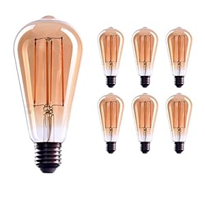 CROWN LED 6x Edison Gloeilamp – E27 lamp – Dimbare lamp – 4 W, Warm Wit 230 V, EL10 – Vintage Lamp in Retro/Antieke Look…