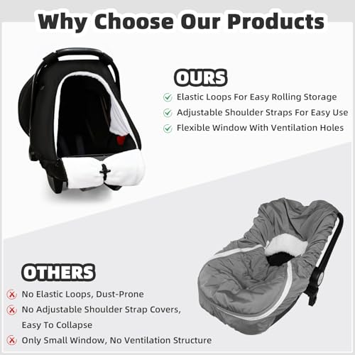 Image of SWESEN Winter Car Seat Covers for Babies, Cozy & Warm Cover, Infant Car Seat Canopy Water Resistant, Universal Cold Weather Shield, Black