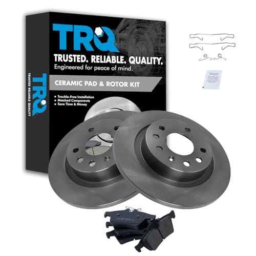 Image of TRQ Rear Brake Pad and Rotor Set Ceramic Solid Rotors