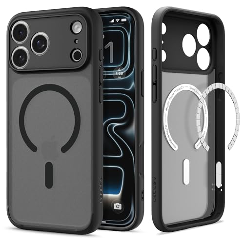 Image of Spigen Ultra Hybrid MagFit Back Cover Case Compatible with iPhone 17 Pro (TPU + Poly Carbonate | Frost Black)
