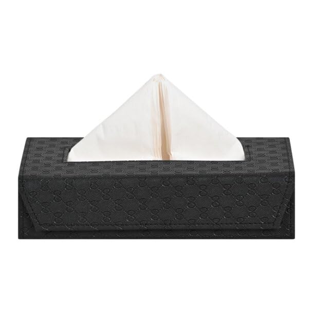 Image of Dhides Handcrafted Tissue Paper Tissue Holder Car Tissue Box Textured Black Colour