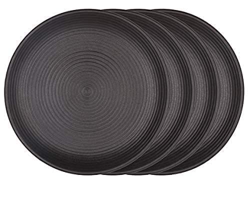Simran Handicrafts Melamine Full Size Dinner Plates Matte Finish Black Spiral Design Plates (11 Inches) (Pack of 4)