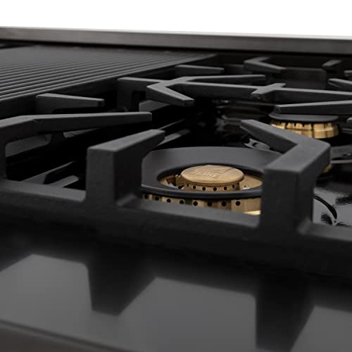 Zline Kitchen And Bath RTBZ-48-CB Zline Autograph Edition 48 Inch Porcelain Rangetop With 7 Gas Burners In Black Stainless Steel And Champagne Bronze Accents thumb #4