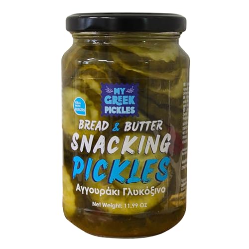 My Greek Pickles Cornichons au Pain et au Beurre à Grignoter, Paquet de 2 x 340 g (Total: 680 g)