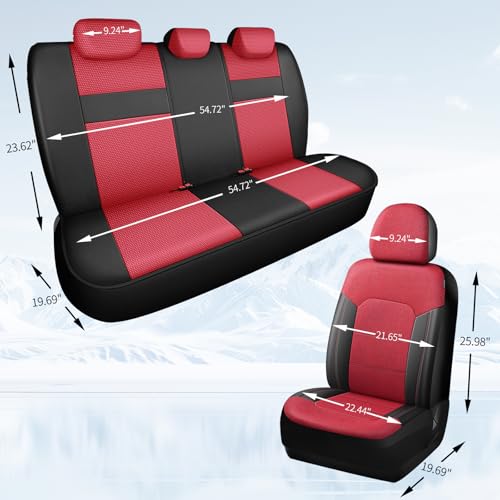 Image of HChengkikz Car Seat Covers, Air Mesh, Breathable (Black + Red)