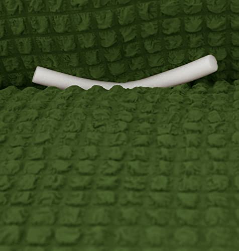 Image of House of Quirk Turkish Bubble Frill Five Seater 3 + 2 Sofa Slipcovers 280 GSM, Durable Washable Universal Triple Seater High Elastic Furniture Protector (Green)