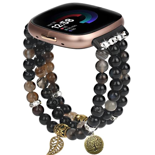 AWSMOR r[YuXbg Fitbit Versa 4/Versa 3oh/Fitbit Sense 2/Senseoh p nhChNX^r[Y Lk̂鎞voh Versa 4X}[gEHb`p (ubNmE)