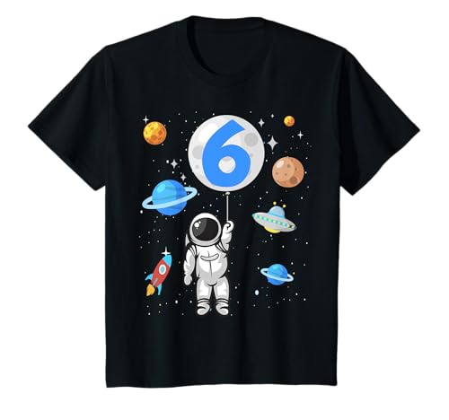Kinder Astronaut 6. Geburtstag Weltraum Jungen 6 Jahre Raumschiff T-Shirt