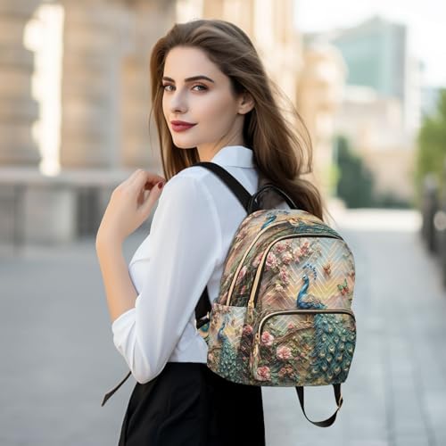 Image of ALAZA Peacock Butterfly Peony Women Backpack Purse Ladies Fashion Shoulder Bag Daypack Travel Bag 7.5L