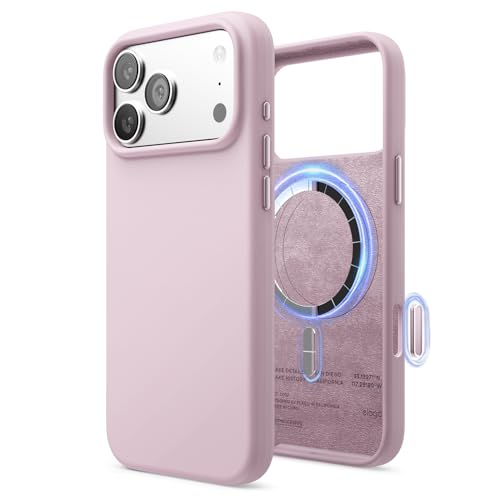 Image of elago for iPhone 17 Pro Max Case, Premium Magnetic Silicone Case, Compatible with MagSafe, Liquid Silicone Material, Protective Cover, Shockproof, Slim Phone, 6.9 inch (Light Lilac)