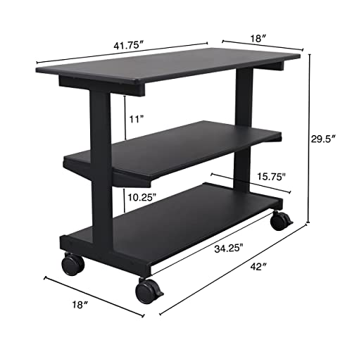 Stand Up Desk Store 3-Shelf Rolling Desk Return Side Desk Organizer And Bookcase On Wheels #TOP7