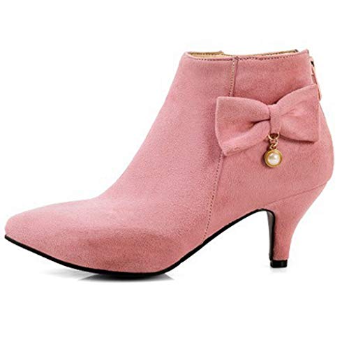 Women's Pointed Toe Dressy Ankle Booties Fashion Bow Kitten Low Heel Comfort Elegant Short Boots3