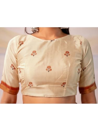 Image of Satrani Women's Silk Printed Ready To Wear Saree with Unstitched Blouse Piece