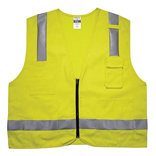41lSHE2+wmL. SL500 Ergodyne GloWear 8262FRZ Reflective Safety Vest, FR Flame Resistant, Solid Front, Mesh Back, Lime, 4X-Large/ 5X-Large