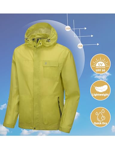 Image of Little Donkey Andy Men's Waterproof Rain Jacket Coat, Lightweight Raincoat Windbreaker with Hood for Golf Hiking, UPF 30
