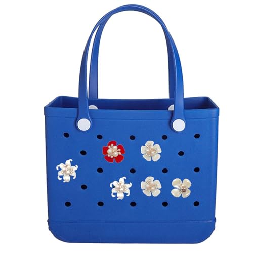 Large Rubber Beach Tote Bag for Women,15 inches, Large Capacity Tote Bag Handbag for Beach Travle Sports Market Pool Outdoor (Royal blue)