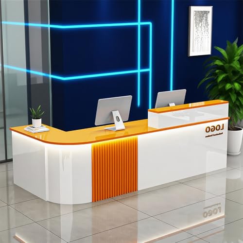 Reception Desk with Counterr, Lockable Drawers and Storage,Shopping Mall Office Cashier Receptionist Desk for Receptionists in Offices, Retail Stores, Lobbies, Shops