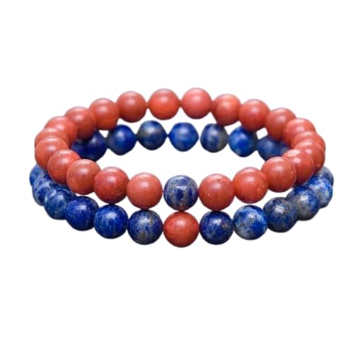 Bracelets extensibles couples lapis-lazuli pierre rouge FIZA_CPL_173