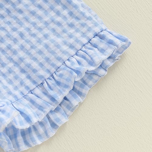 Image of Thorn Tree Toddler Girl Clothes Summer Ruffle Hem Sleeveless Stretchy Top Casual Shorts Cotton Line Outfits