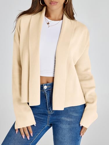 Image of Saodimallsu Womens Cropped Cardigan Open Front Shawl 2026 Fall Trendy Long Sleeve Sweater Jacket
