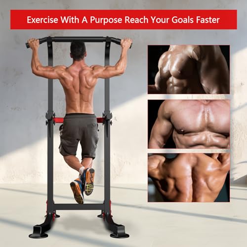 ZENOVA Pull Up Bar Dip Bar Power Tower Workout Dip Station Height Adjustable Free Standing Chin Up Bar for Men Women Teens 300LBS Weight Capacity by ZENOVA - Image 5