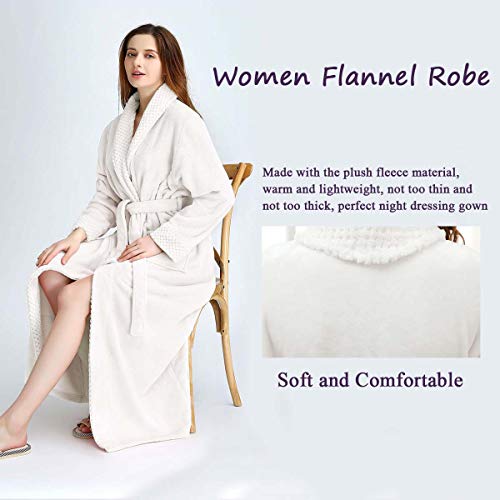 Image of Hellomamma Long Bath Robe for Womens Plush Soft Fleece Bathrobes Nightgown Ladies Pajamas Sleepwear Housecoat
