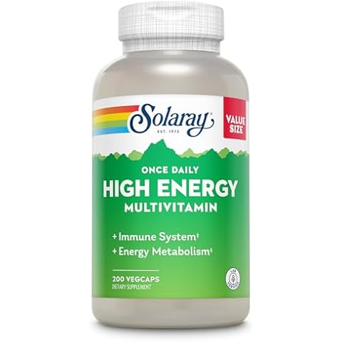 SOLARAY Once Daily High Energy Multivitamin for Women and Men - Energy Supplements - Immune Support w/Vitamin C, A, D and E, Vitamin B Complex, Trace Minerals, 60-Day Guarantee, 200 Serv, 200 VegCaps Cover