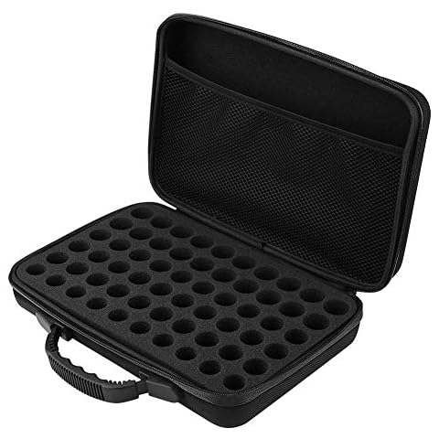 Wifehelper Essential Oil Carrying Case Hard Shell Case,60 Bottles Suitable for Bottles 5ml,15ml Hard Shell Travel Aromatherapy Oils Organiser Shockproof Holder Protective Bag(Black) Cover