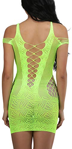 Image of ToBeInStyle Women's Stretch See Through Fishnet Novelty Mini Rave Party Dress
