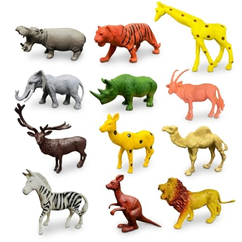 Image of ZESTHOME Jungle Animal Toy Set - 12 Big Zoo Figurines, Durable Educational Toys for Kids, Toddlers & Preschool Boys Girls 2+